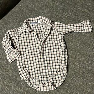 The Children's Place Black and White Plaid Button Down Shirt Onesie